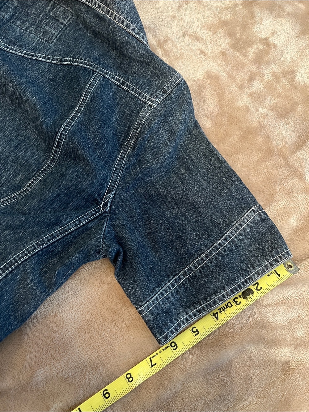 Vintage AMI Button Down Denim Short-Sleeve Shirt Jacket - Size S - Picture 13 of 13